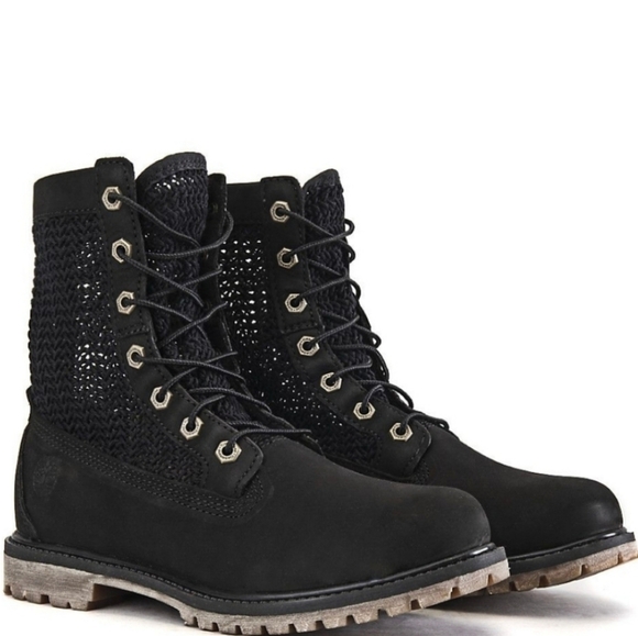 Timberland Open Weave Black Boots 7.5 - Picture 1 of 6